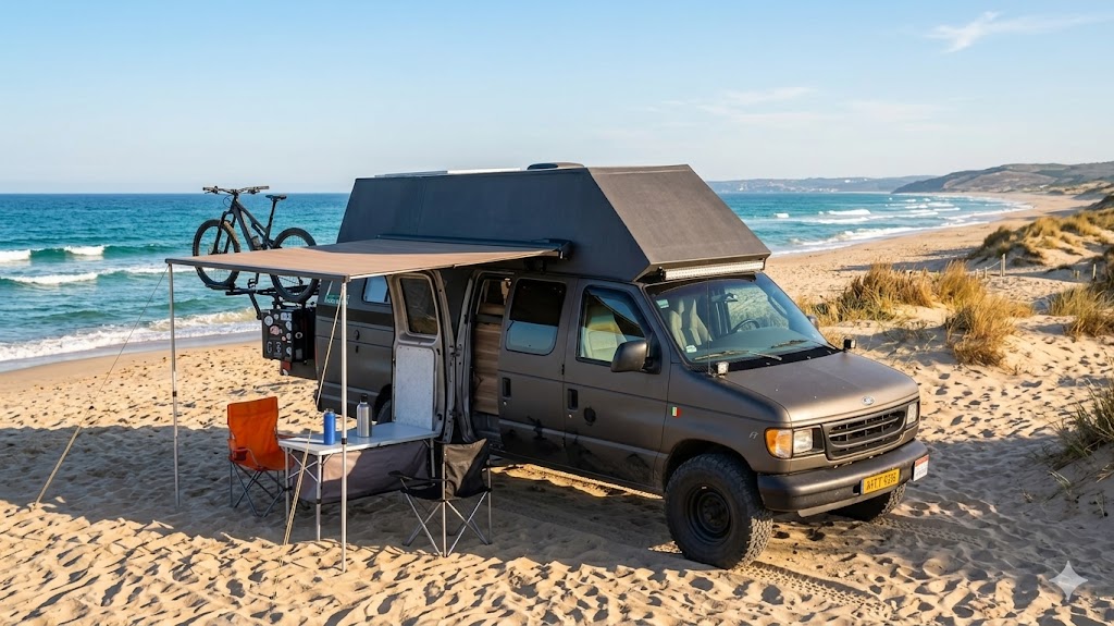 Vida en la van con vista a las montañas de México